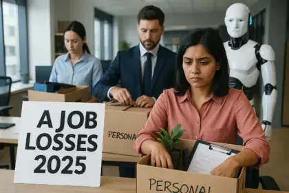 2025 में AI और ऑटोमेशन के कारण टेक सेक्टर में नौकरी संकट, भारत और दुनिया में 1 लाख से ज़्यादा लोग बेरोज़गार हुए।