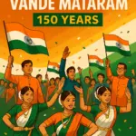 BJP leaders and citizens celebrating 150 years of Vande Mataram with cultural programs, flags, and music